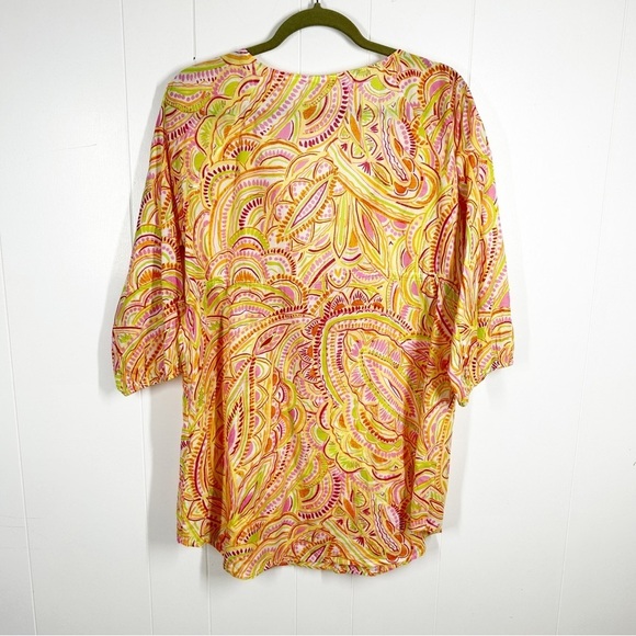 Liz & Co Orange and Pink Tropical Swim Cover Up Large - Picture 2 of 5